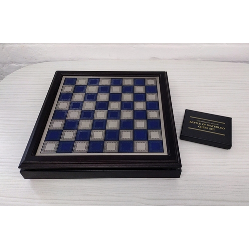 467 - Commemorative Battle of Waterloo Chess Set by The Waterloo Museum, Complete with Framed Chessboard a... 