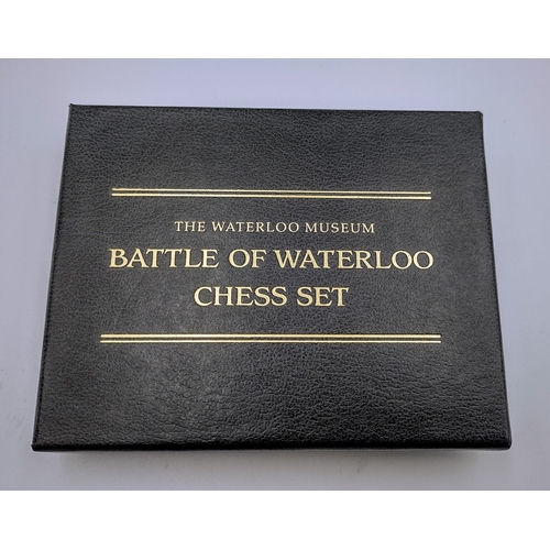 467 - Commemorative Battle of Waterloo Chess Set by The Waterloo Museum, Complete with Framed Chessboard a... 