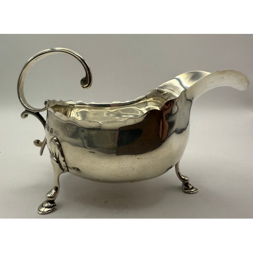 229 - Antique Sterling Silver Sauce Boat In Commemoration of a Passng Out Ceremony at Dartmouth Naval Coll... 