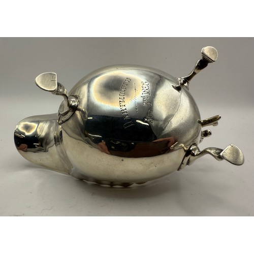 229 - Antique Sterling Silver Sauce Boat In Commemoration of a Passng Out Ceremony at Dartmouth Naval Coll... 