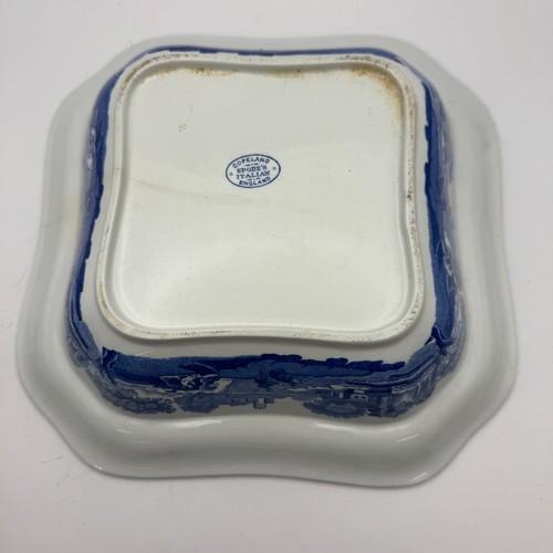 240 - 19th Century Copeland Spode Tranferware Blue and White Square Bowl A/F