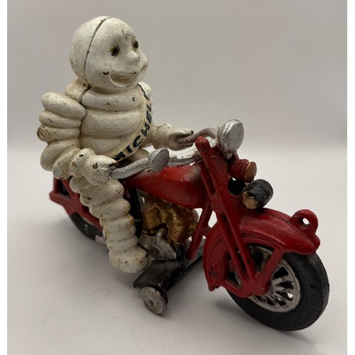 245 - Cast Iron Michelin Man On Red Motorbike - Iconic Advertising History