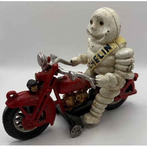 245 - Cast Iron Michelin Man On Red Motorbike - Iconic Advertising History