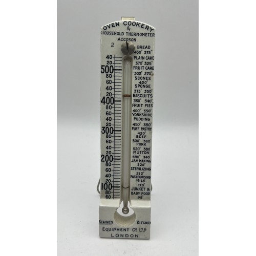 266 - Antique White Ironstone Oven Cookery & Household Thermometer by Staines Kitchen Equipment Co Ltd Lon... 