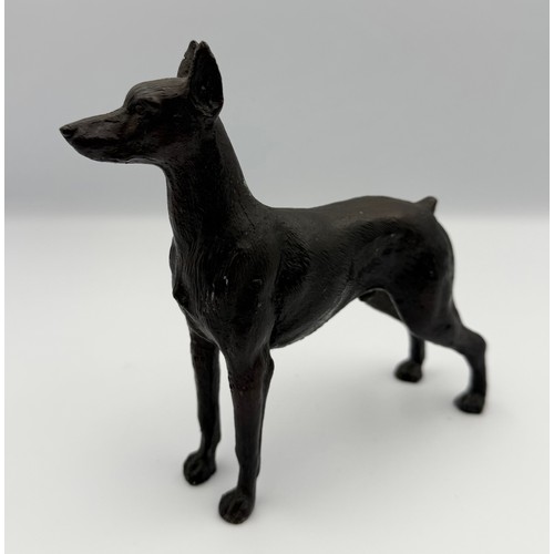 309 - Bronze Effect Lacquered Brass Free Standing Doberman Dog Figure