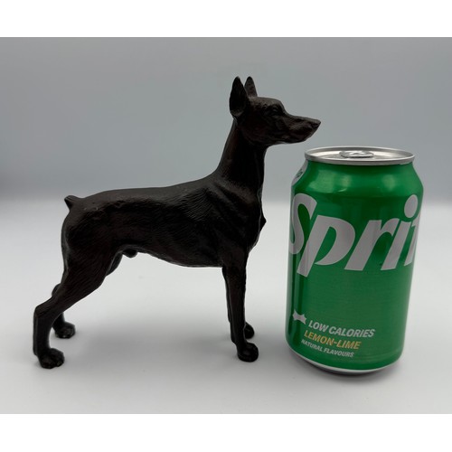 309 - Bronze Effect Lacquered Brass Free Standing Doberman Dog Figure