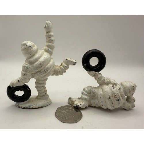 346 - Two Small Cast Iron Michelin Man Figures - Iconic Advertising History