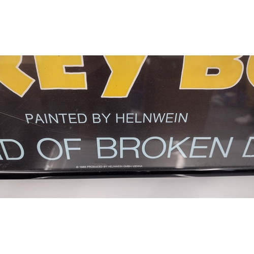 438A - 1986 Helnwein Painted Poster of Humphrey Bogart in Boulevard of Broken Dreams, Framed and Glazed, 84... 