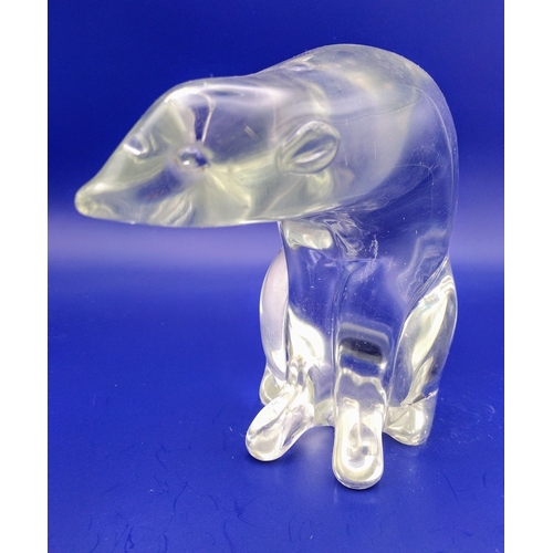 225 - Vintage 1960s FM Konstglas Ronneby Swedish Glass Polar Bear Figurine