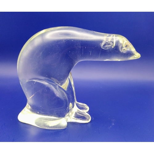 225 - Vintage 1960s FM Konstglas Ronneby Swedish Glass Polar Bear Figurine