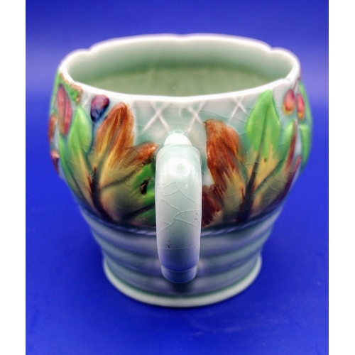 229 - Clarice Cliff Celtic Leaf and Berry Pattern Cup, 1930s, Embossed Design, Impressed Mark 42A