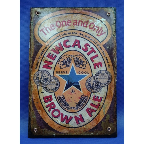 239 - Pair of Vintage-Style Slate Advertising Signs, 30cm x 20cm, Featuring Newcastle Brown Ale and Bull D... 