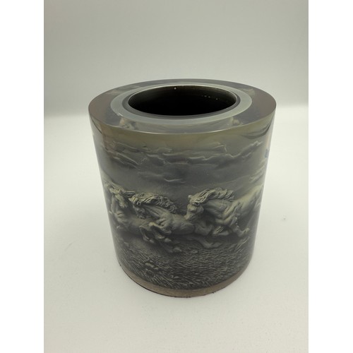 250 - Chinese Horses Of Success Resin Pot