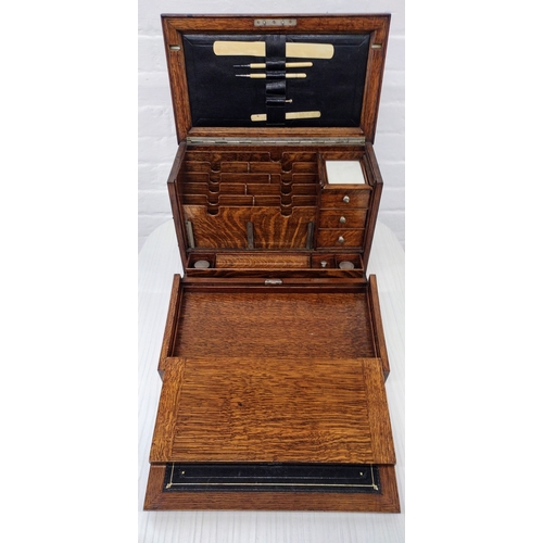 259 - Late 19th to Early 20th Century Burr Walnut Portable Writing Desk with Fitted Interior, Brass Hardwa... 