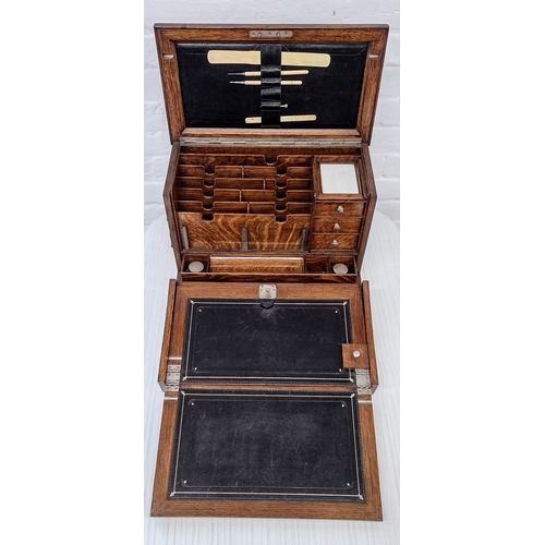 259 - Late 19th to Early 20th Century Burr Walnut Portable Writing Desk with Fitted Interior, Brass Hardwa... 