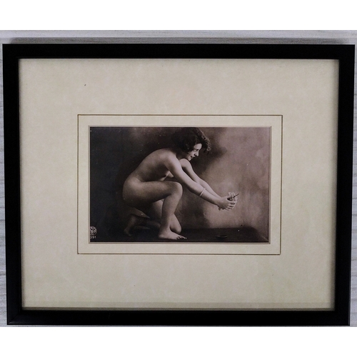 407 - Set of Three Vintage French Boudoir Photographs, Early 20th Century, Framed and Matted Frame Size Ap... 