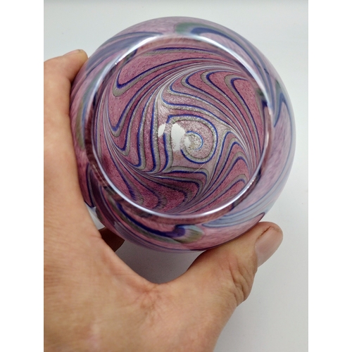 216 - Murano-Style Art Glass Vase with Swirling Filigrana Irredescent Design, Mid-20th Century, Approx. 13... 