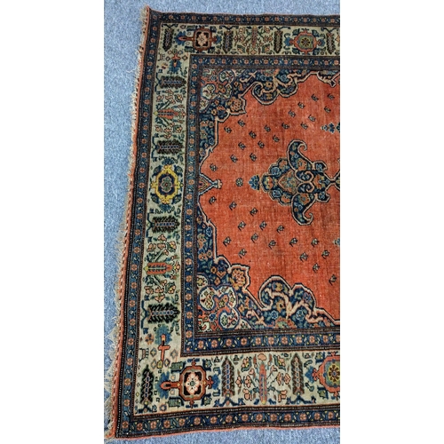 76 - Decorative Antique Persian Bidjar Rug, Circa 1920s, Featuring Central Floral Medallion, Vine Scrolls... 