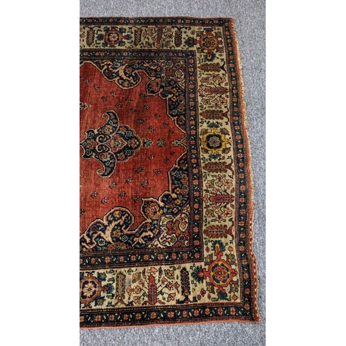 76 - Decorative Antique Persian Bidjar Rug, Circa 1920s, Featuring Central Floral Medallion, Vine Scrolls... 