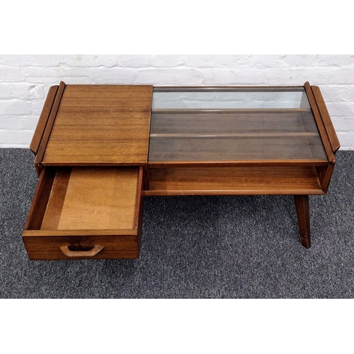 77 - G-Plan Brandon Teak Cocktail Table with Glass Display Top and Reversible Drawer, Circa 1950s, Approx... 