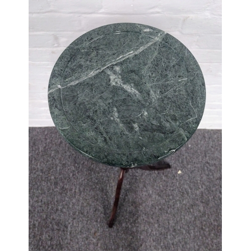 78 - Bombay Company Green Marble-Top Accent Table, Late 20th Century, with Turned Pedestal Base Approx 92... 