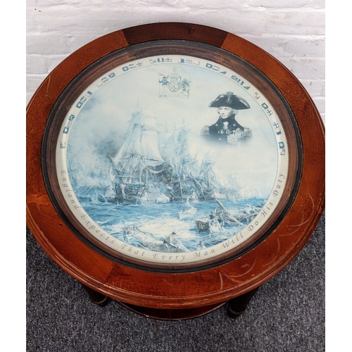 82 - Vintage Danbury Mint Trafalgar Side Table, 2007, Licensed by National Maritime Museum, with Glass In... 