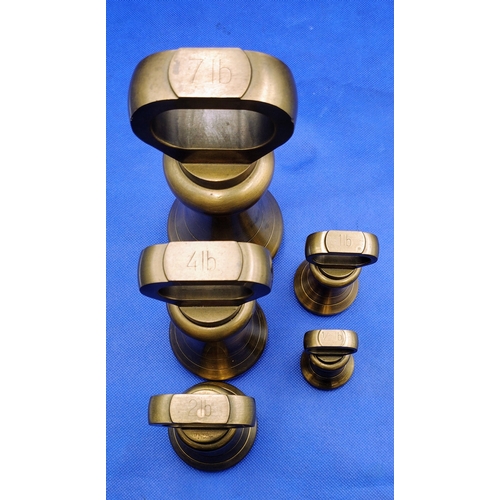 219 - Antique Brass Bell Weights, Set of Five (7 lb to ½ lb), Late 19th to Early 20th Century