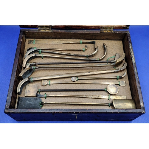 220 - Antique T. Monk Foundry Sand Moulding / Plastering Tools, Set of 23 in Original Wooden Box, Circa 18... 