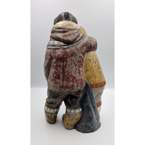 299 - Vintage Lladró Gres Porcelain Figurine Couple from the Arctic by José Puche, Model 1406