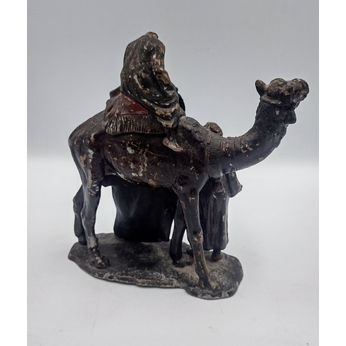 315 - Early 20th Century Cold-Painted Metal Orientalist Sculpture Franz Bergman Style, Depicting a Camel a... 