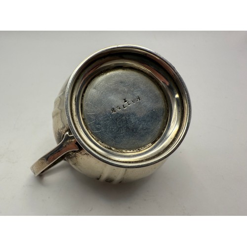 43 - Edwardian Silver Mustard Pot with Blue Glass Liner Fully Hallmarked Birmingham 1913 Approx 33g Sterl... 