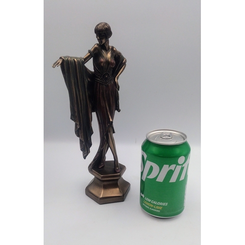 294 - Veronese Design Cold Cast Bronze Art Deco-Style Flapper Figurine, C. 2009