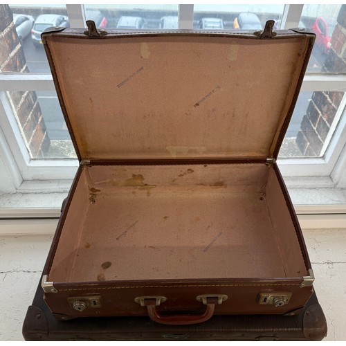 91 - Two Vintage Suitcases For Use Or Display to include Smith's Trunk Stores Paddington