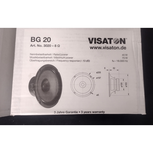 thumbnail interactive-video image 1 of Visaton BG20-8 8" Full-Range Speaker With Whizzer Cone - 8 Ohm, Universal Fit 1 of 3