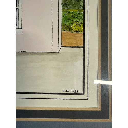 31 - S.E. Glegg, A Framed Watercolor and Ink Drawing of a House