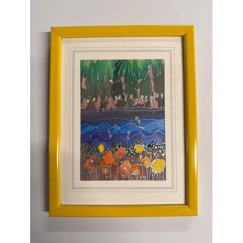 21 - Framed Batik Style Stylized Landscape Artwork