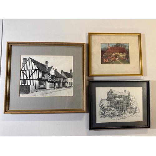 27 - A Group of Three Works, including a Vintage Watercolor Painting titled 'Silent Street Ipswich' attri... 