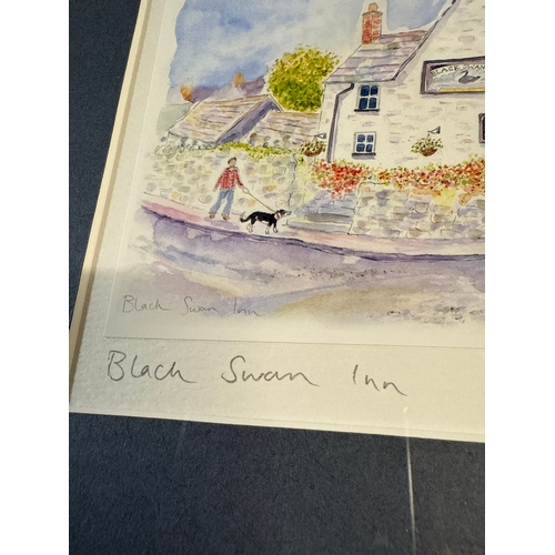 38 - Framed Artwork, 'Black Swan Inn' Signed J Drayton