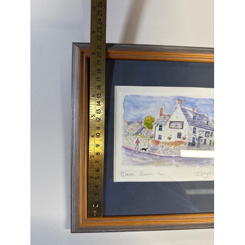 38 - Framed Artwork, 'Black Swan Inn' Signed J Drayton