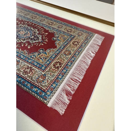39 - Framed Dollhouse Miniature Woven Rug with Fringe