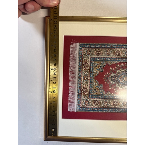 39 - Framed Dollhouse Miniature Woven Rug with Fringe