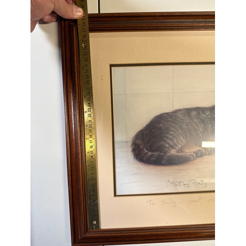 42 - Modern Signed 'Sitting Pretty' Cat Drawing by Milo (2008)