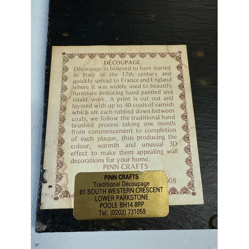 60 - A Pinn Crafts Decoupage Plaque, Luminist Impressionist Landscape