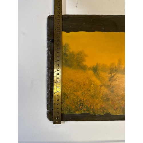 60 - A Pinn Crafts Decoupage Plaque, Luminist Impressionist Landscape