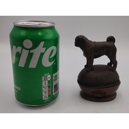 7 - Late Victorian Continental Bronzed Spelter Pug-Topped Trinket Box Circa 1890-1900
