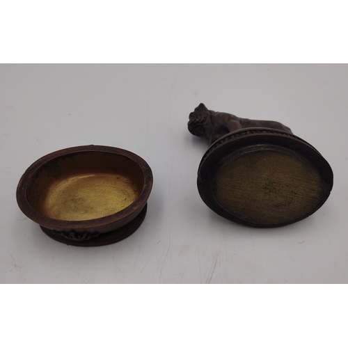 7 - Late Victorian Continental Bronzed Spelter Pug-Topped Trinket Box Circa 1890-1900