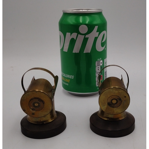 10 - WWII Trench Art Pair of Miniature Coal Scuttles Made From Brass Small-Arms Cartridge Cases Circa 194... 