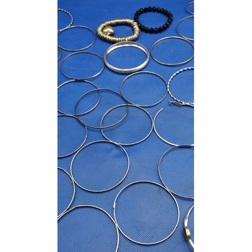 22 - Large Collection of Costume Silver Tone Bracelets and Others Circa 1980s to 1990s