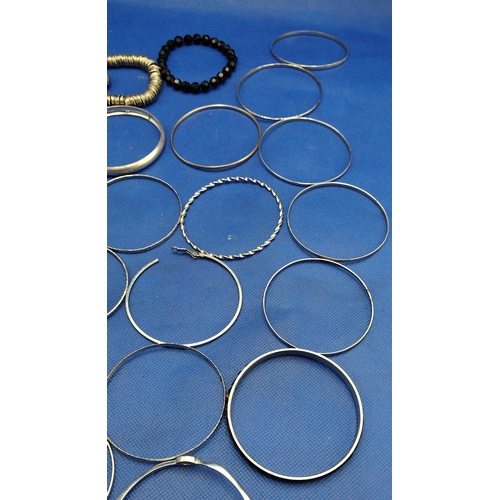 22 - Large Collection of Costume Silver Tone Bracelets and Others Circa 1980s to 1990s