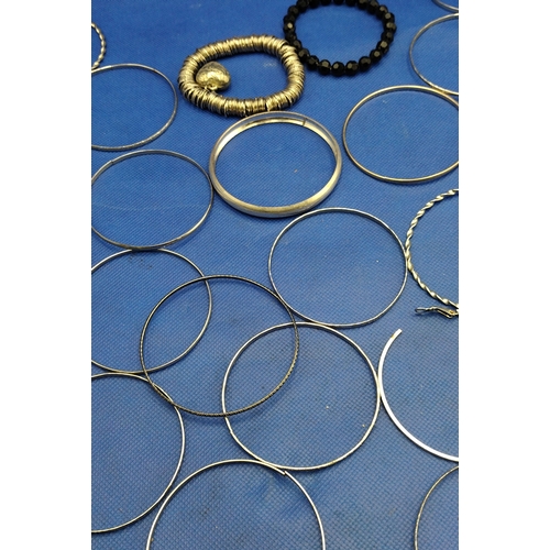 22 - Large Collection of Costume Silver Tone Bracelets and Others Circa 1980s to 1990s